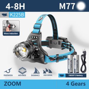 Đèn Pha SmilingShark K225 Chính Hãng Đèn Pha Led XHP70 Ánh Sáng Vàng Cảm Biến Sạc USB Có Thể Thu Phóng Siêu Sáng 18650 100W 5000LM IPX6 Chống Nước Câu Cá Ngoài Trời Đi Bộ Đường Dài Cắm Trại Đa Chức Năng Cúp Điện Khẩn Cấp Đèn Pin Đội Đầu Sinh Tồn