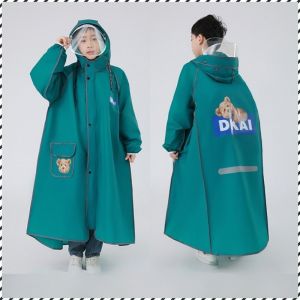 เสื้อคลุมกันฝน รูปทรงการ์ตูน เสื้อกันฝน พลิก แฟชั่น พื้นที่กระเป๋านักเรียนที่ขยายใหญ่ขึ้น การทำให้ข้นขึ้น