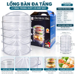 Lồng Bàn 4 Tầng Trong Suốt Có Nắp Đậy Đựng Thực Phẩm Đa Năng LB4T