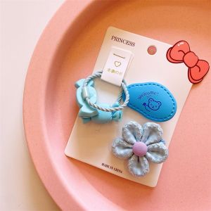 New Flower Candy Hairpin Hair Ring Set Macaron Cute Fresh Side Clip Baby Girl Hair Accessories For Kids