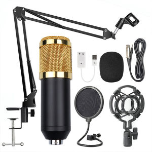 Microphone Set Computer Cell Phone Karaoke Condenser Microphone Bracket Large Band Sound Card