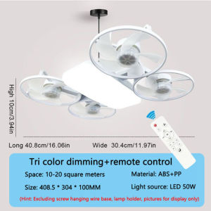 Ceiling Fan with Led Light Drone Ceiling Fan Light with Remote Smart Ceiling Fan with Light Foldable Drone Fan 3 Speed Adjustable E27 Socket For Living Room Bedroom Kitchen