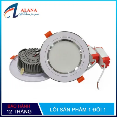 Đèn led âm trần âm trần viền vàng hoặc viền bạc 7w 3 màu 3 chế độ