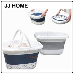 【JJ HOME】Collapsible Laundry Basket with Handle Foldable Portable Waterproof Compact Space Saving Large Capacity
