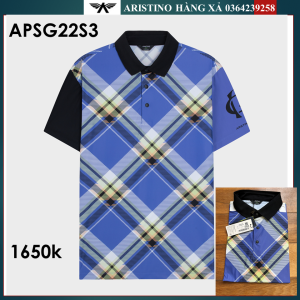 Áo polo golf Aristino APSG22S3 màu xanh tím kẻ