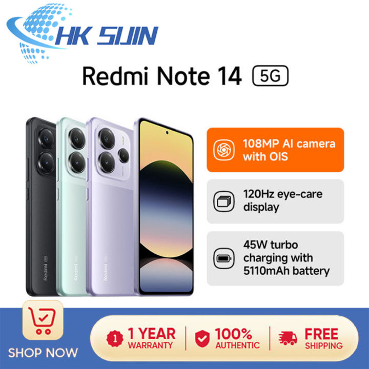 Xiaomi Redmi Note สมาร์ทโฟน14 5G 8GB + 256GB 120Hz หน้าจอถนอมสายตา45W ...