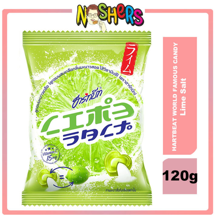 Noshers Hartbeat Lime Salt Candy with Vitamin C 120grams (Pouch) World Famous Delicious Candy