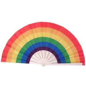 SLIGHTDELVE Cooling Rainbow Handheld Fan Decorative Gradient Colorful Chinese Kung Fu Fan Art Craft Gift Easily Opened Folding Dance Fan Carnival