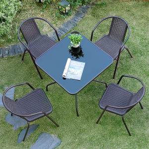 TREDEY Outdoor Furniture Garden Set 4 Chairs and 1 Table For BalconyPatioTerrace