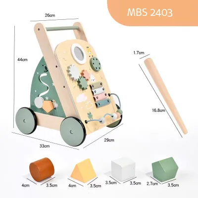 Wooden Baby Walker Push and Pull Learning Activity Walker for Boys and Girls Sit to Stand Learning Walker (mama)