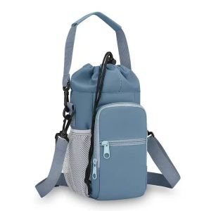 1500ML Large Water Bottle Carrier Bag Multi-Pocket Outdoor Portable Crossbody Tumbler Bag Waterproof
