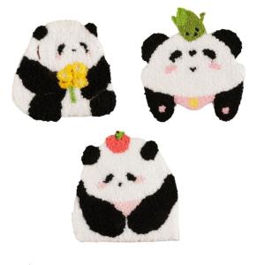 3 Pcs Phim Hoạt Hình Gấu Trúc các mảng vá thêu miếng dán ủi Động Vật miếng vá sửa chữa May Trên miếng vá đính Cho túi đựng quần áo