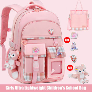 BABEDUO New schoolbag girls schoolbag primary school schoolbag grades 1-6 to reduce the burden of spine protection schoolbag girl schoolbag ultra-light childrens backpack