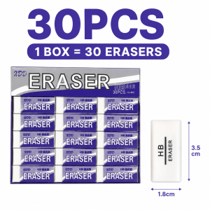 BINLU HB Eraser 30PCS Box Clean Erase Non Smudge Less Dust Pambura School Supplies for Students Teachers Classroom Office Use Manila Stock Fast Shipping Durable Smooth Erasing School Essentials Wholesale Bulk Pack
