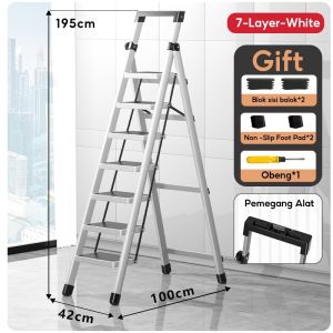 REAIM Tangga 7 Step Tangga Lipat Multifungsi   Carbon Steel Thicker Ladder Household  Portable