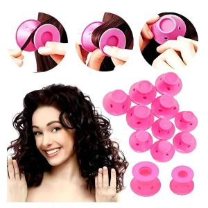 JS SHOP 10pcs Set of Silicone Mushroom Shaped Hair Curler Rollers Heatless DIY Hair Styling Tools