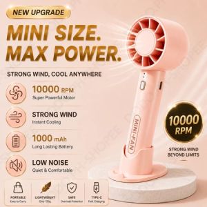 GS5 Upgrade Handheld Pocket Mini Fan Drone Level Motor 100 Adjustable Speed Instant 15℃ Rapid Cooling Smart Digital Display Long True Capacity Battery Compact Lightweight Portable Personal Cooler For Outdoor Travel Office Home Use