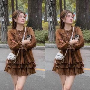 Set Bộ Đồ Nữ Babydoll Tơ Nhăn Áo Tay Dài Bèo Ren Mix Quần Đùi Xòe Tầng (Có lớp Lót) Giá Rẻ Nhất Sale Ngay Tại Lazada