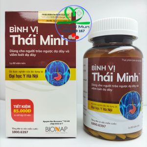 Bình Vị Thái Minh dạng lọ 80 viên - Dùng cho người bị viêm loét trào ngược dạ dày thực quản đầy hơi ợ nóng ợ chua