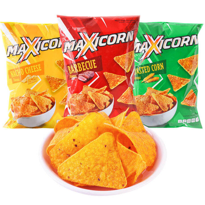 🇮🇩 Halal Indonesia Crispy Maxicorn Triangular Potato Chips Roasted Corn ...