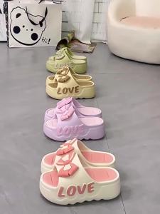 New Summer Thick-Soled WomenS High-Heeled Indoor Home Fashion Bowknot Bathroom Sandals Suitable For Outdoor Wear In Summer