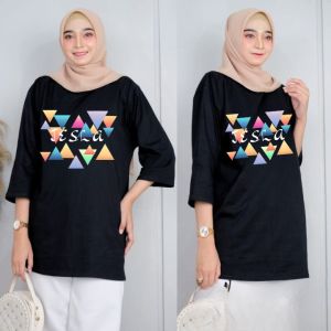 Baju Atasan Jumbo Wanita Nala Blus Kaos Katun Combed 24s S M L XL XXL 3XL Blouse Oversize Kekinian