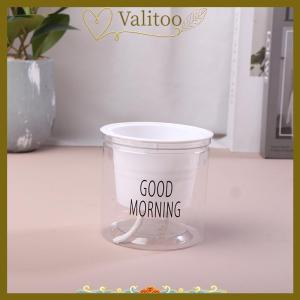 [Valitoo] Lazy Hydroponic Flower Pot Automatic Water-Absorbing Flowerpot Transparent Double Layer Plastic Self Watering Planter Office