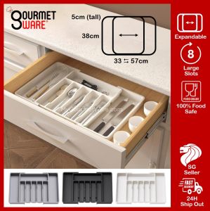 [SG Stock] Expandable Kitchen Drawer Organiser Tray | Cutlery Holder Utensils Organizer | Fork Spoon Knives Storage
