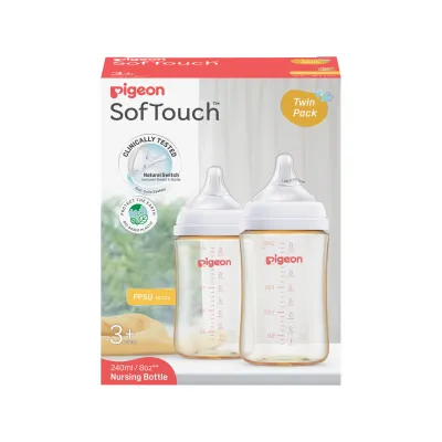 PIGEON SOFTOUCH BPP NURSING BOTTLE PPSU 240ML TWIN PACK LOGO