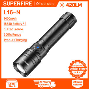 SUPERFIRE L16-T super bright flashlight rechargeable aluminium alloy multiple modes long range led portable torch waterproof outdoor household