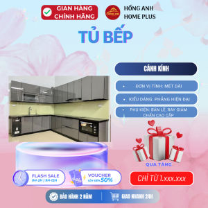 Tủ bếp cánh kính Hồng Anh kính cường lực khung nhôm cao cấp giải pháp bếp hiện đại bền đẹp