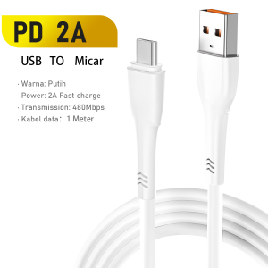 TUTI Kabel Data USB to Micro Data Cable Original Putih Fast Charging 1M For Android
