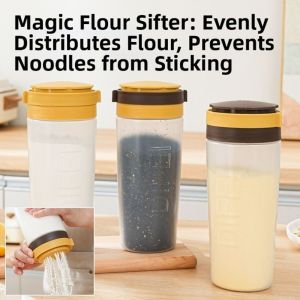 NOER Plastic Flour Shaker Detachable Rotary Mixing Chamber Seasoning Shaker Design Controlled Dispensing Flour Duster