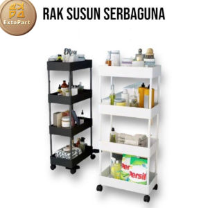 square rak dapur rak toilet rak susun serbaguna rak dorong rak salon rak troli 4 tingkat dengan roda