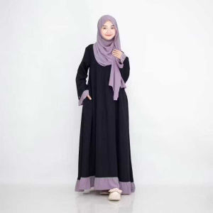 Gamis Abaya Hitam Anak Perempuan 11 12 13 14 15 16 17 Tahun Liyana Syari Set Pashmina Bahan Ceruty Babydoll Full Furing Variasi Rempel Abaya Remaja Aesthetic Hitam Turkey Baju Muslim Anak Kekinian Lebaran 2025 Premium Terbaru