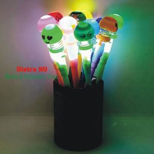 Pulpen Lampu Disco Kelap-Kelip Emoji Motif Indah dan Lucu