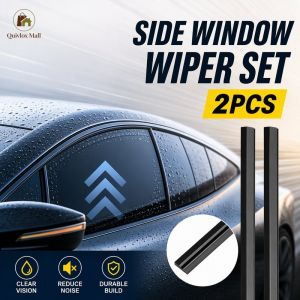 2Pcs Universal Frameless Silicone Car Side Window Wiper Strips Easy Install Fast Clear Water Mist Fit Most Car Models