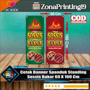 Jasa Cetak Spanduk Banner Standing Sossis Bakar 60 x 160 Cm Bebas Request ( Desain Gratis )