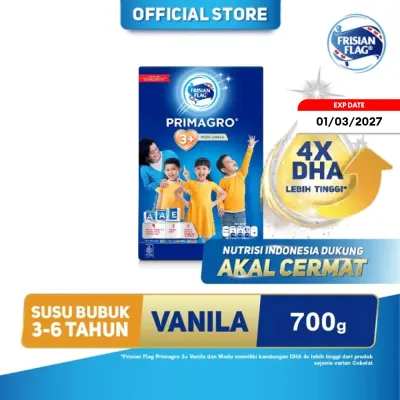 [Near Exp. Date] Frisian Flag Primagro 3+ Vanilla 700gr (3-6 tahun) - Susu Formula Pertumbuhan Anak [Exp. Date 1 Maret 2027]