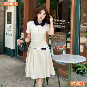 Đầm thiết kế BEMINE cổ sen có khóa kéo trước dáng chữ A phù hợp đi chơi-MT10201