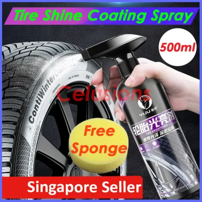 【FREE Sponge】⭐Car Tire Shine Coating Spray⭐ Restore Agent Tyre Brightener Wet Black Gloss Motorcycle Plastic Cleaner