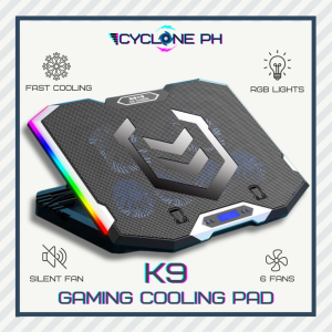 (Cyclone PH) K9 Laptop Cooling Pad With RGB Lights 6 Fans Strong Quiet Cooler for 12-17 inch Laptop