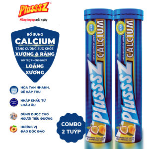 [COMBO 2 TUÝP x 20 VIÊN] Viên sủi PLUSSSZ CALCIUM vị Đào chanh leo bổ sung canxi hữu cơ