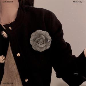 [COD] MINIFRIUT Fashion French Chic Style Camellia Flower Brooches Women Vintage Elegant Lapel Pins Coat Jewelry Accessries Gifts