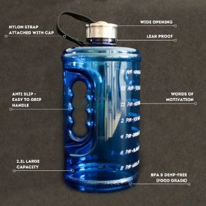 2.2L Water Bottle with Time Schedule Botol Air Dumbbell Exercise Gym Fitness