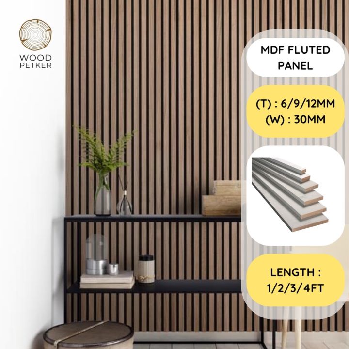 Slat wall panel Fluted shiplap kayu wainscoting 9mm /12mm thickness 3cm ...