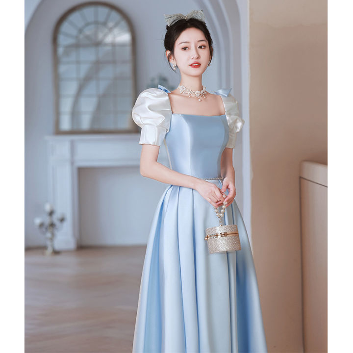 Đầm xanh công chúa thắt nơ cổ tích kèm ảnh thật 🌨 | Shopee Việt Nam