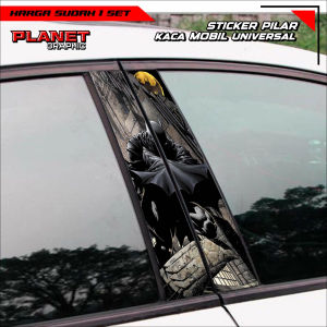 Sticker Pilar Kaca Mobil Universal BATMAN Bisa Custom Gambar/Foto 1 SET (Kanan Kiri) - RON Design
