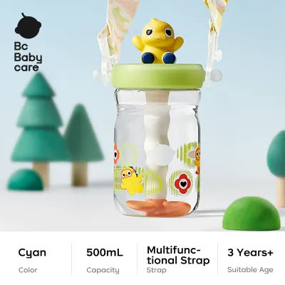 Bc Babycare 500mL Tritan Dinosaur Childrens Water Cup Straw Cup Baby Direct Drinking Kindergarten Water Bottle Summer Drinking Cold Extract Cup