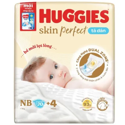 Bỉm Tã Dán Sơ Sinh Huggies Skin Perfect Thấm Hút Thông Minh Giảm Kích Ứng Da Size M74 S80 S54 NB70 - Bibo Mart